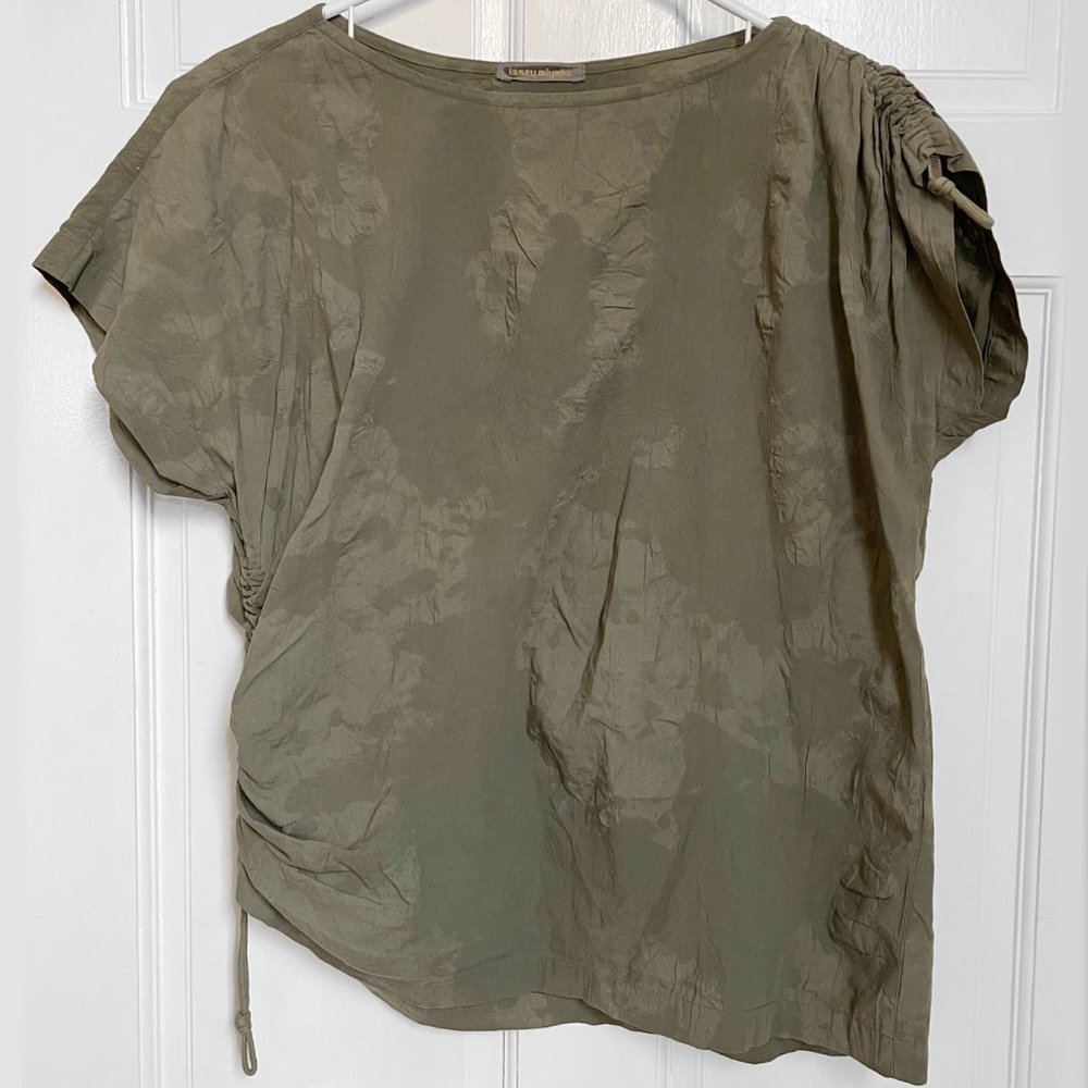 Issey Miyake Set Pants & Top Size 9 M L Green Dye Drawstring Ruching Vintage 90s - Picture 2 of 12